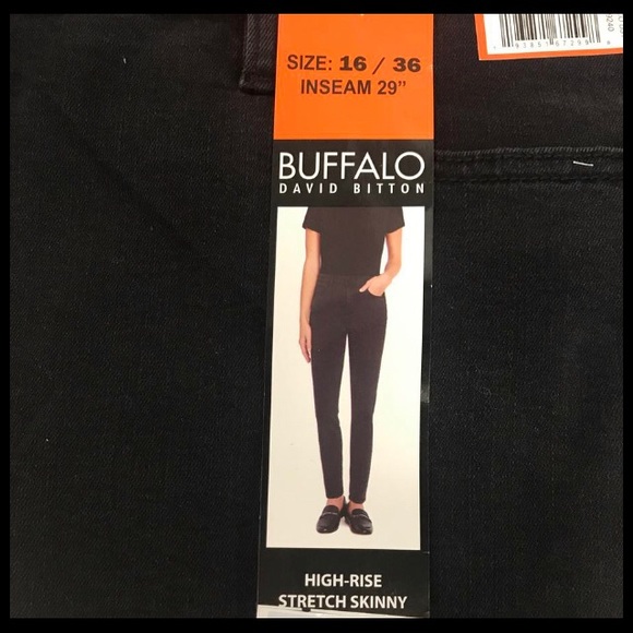 BUFFALO DAVID BITTON WOMENS BLACK SKINNY HIGH RISE SIZE 16/36βWx 29βl - Picture 4 of 6